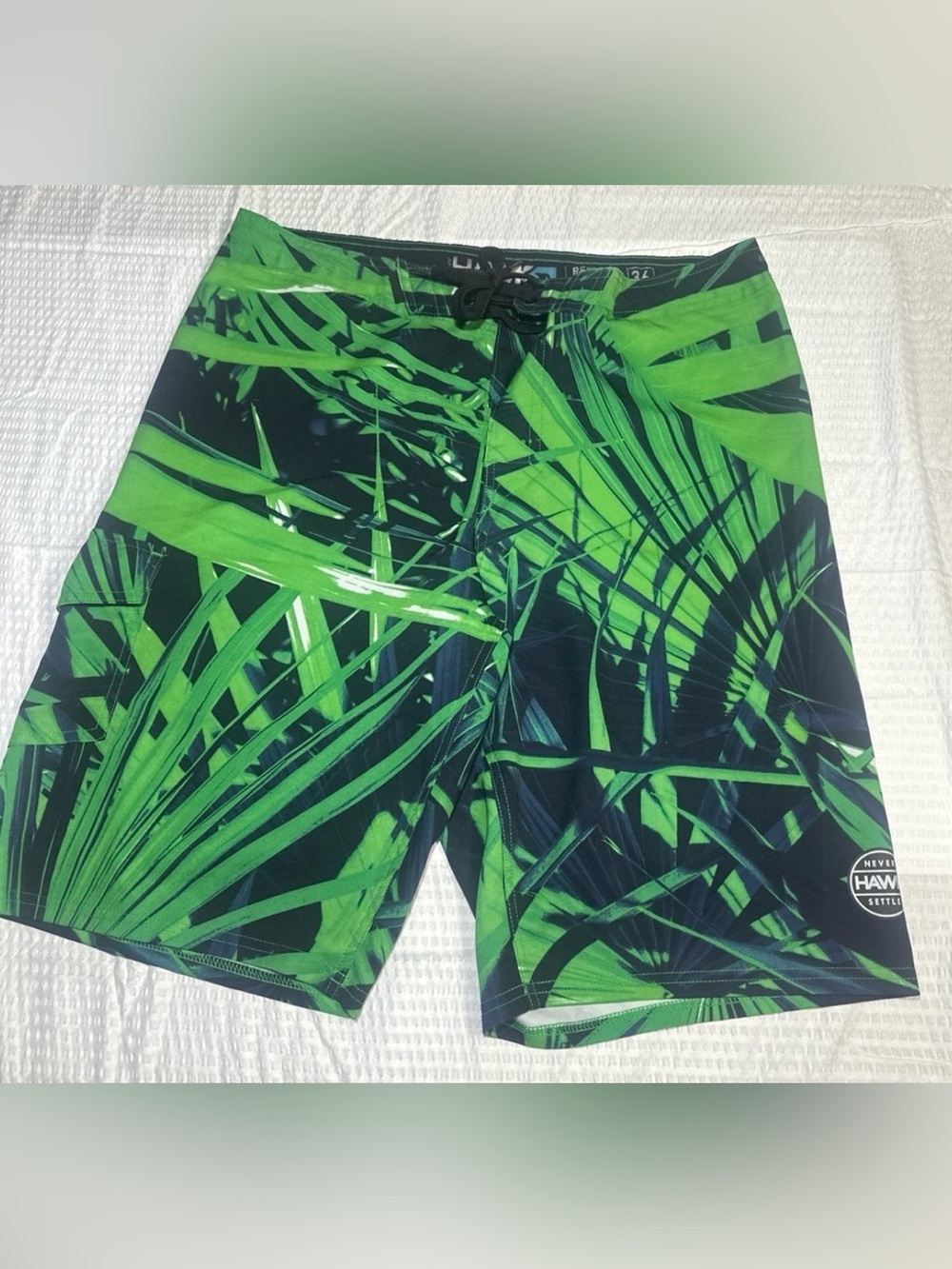 Tony Hawk Green and Black Palm-Print Swim Board Shorts